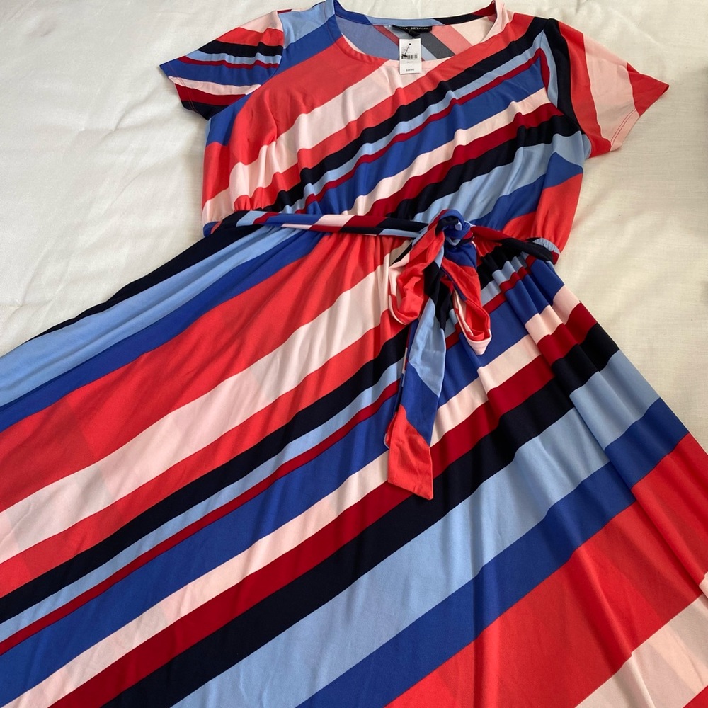 Lane Bryant Belted Jersey Swing Midi Dress - Asymmetrical Hem